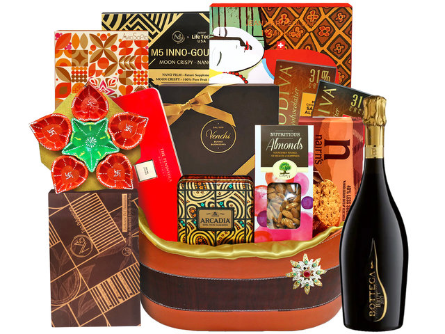 Wine n Food Hamper - Diwali Deepavali Luxury Food Gift Hamper DW12 - DG1016A2 Photo